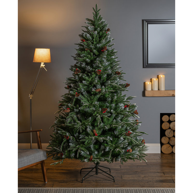 Artificial Frosted Effect Christmas Tree with Red Berries, 5.91ft H
