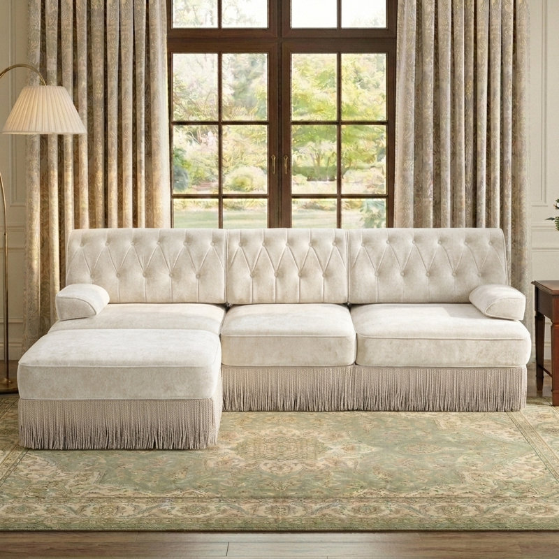 Canapé modulaire avec repose-pieds Tassel, Beige