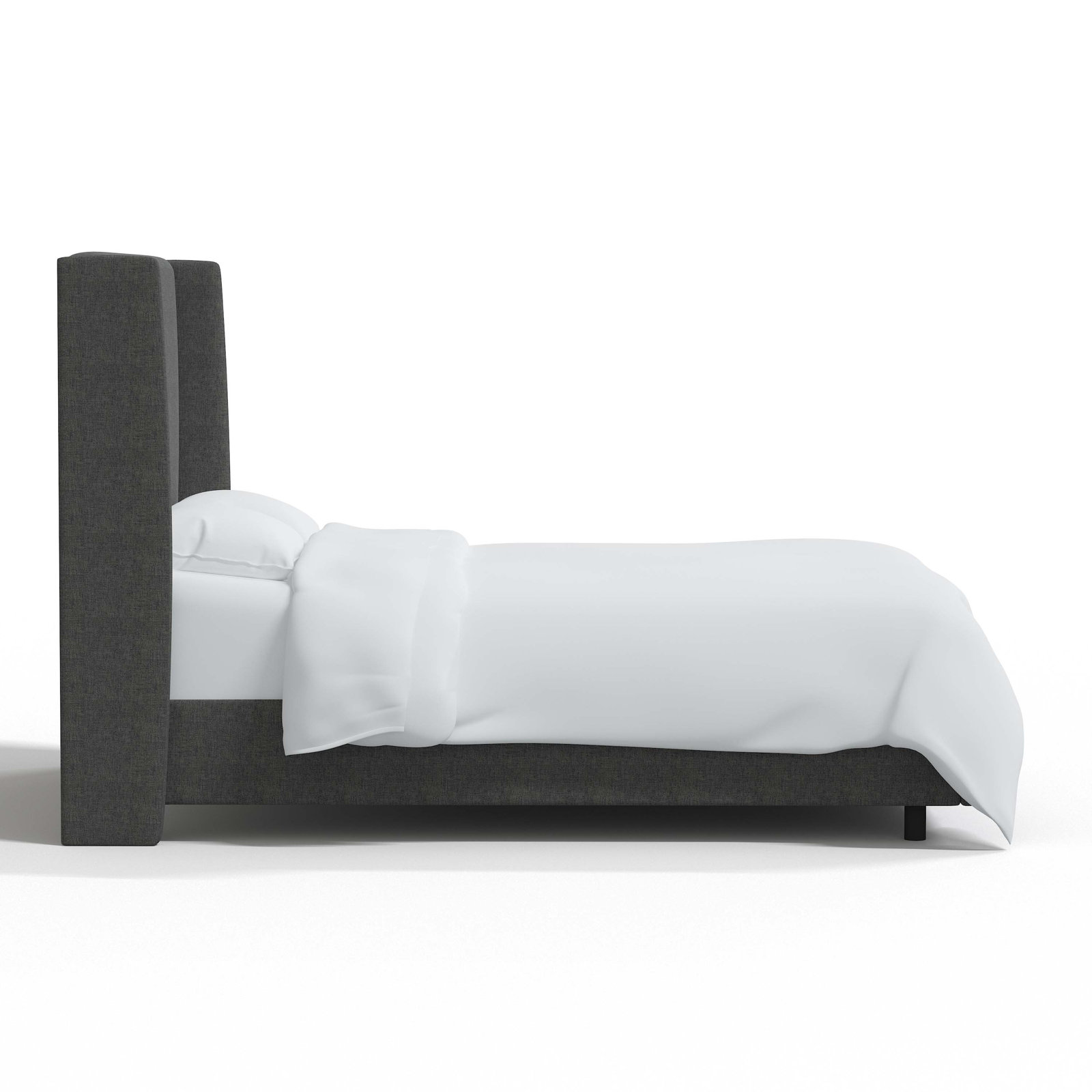 Tilly Linen Upholstered Wingback Bed, Queen, Zuma Charcoal Textured Linen