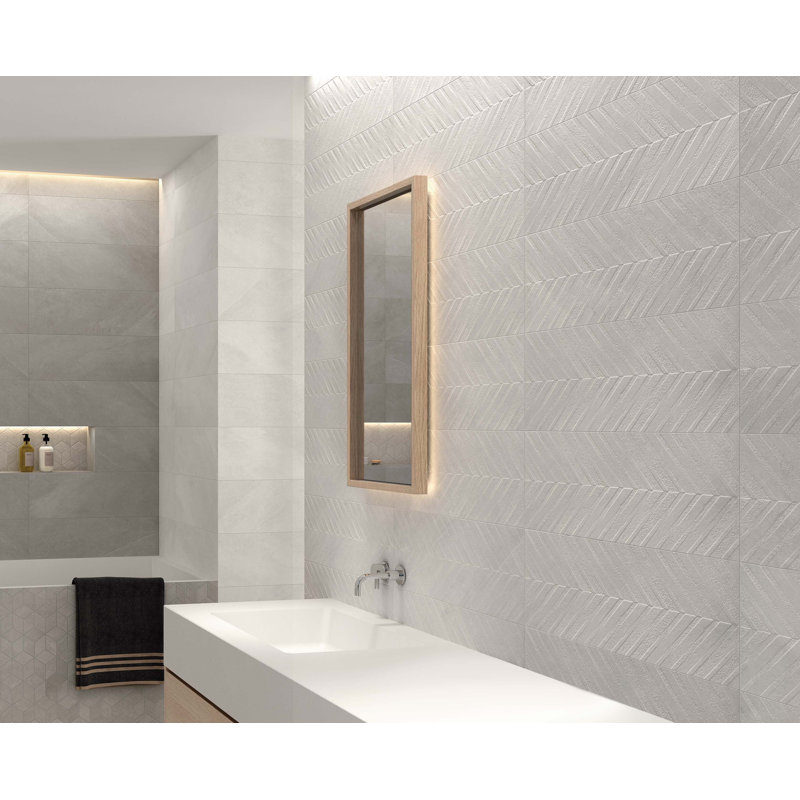 Textuality 16" x 47" Ceramic Wall Tile, White