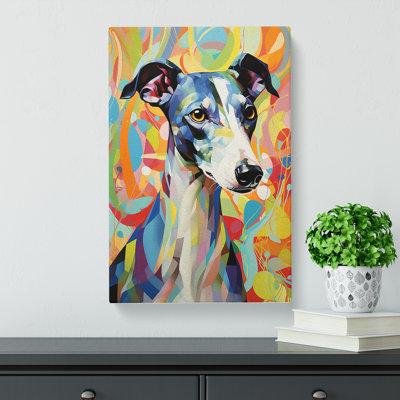 Whippet Hard Edge Painting - Wrapped Canvas