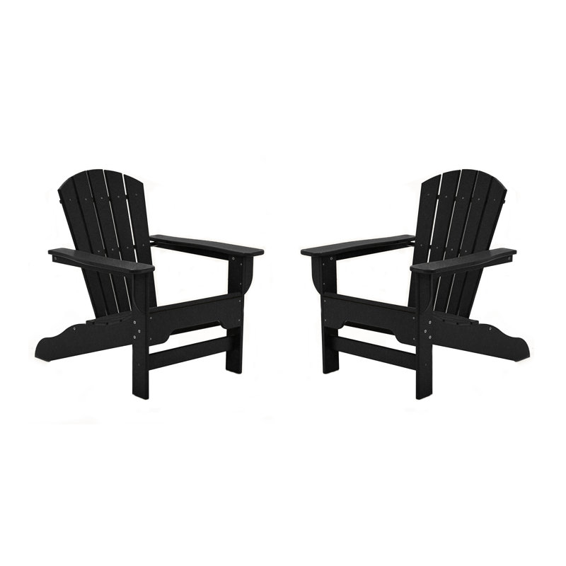 Willene Outdoor Adirondack Set, Black