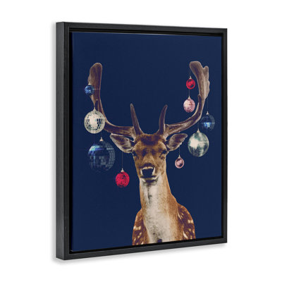 Art mural encadré, "Deer with Dazzling Ornaments" par Victoria Barnes
