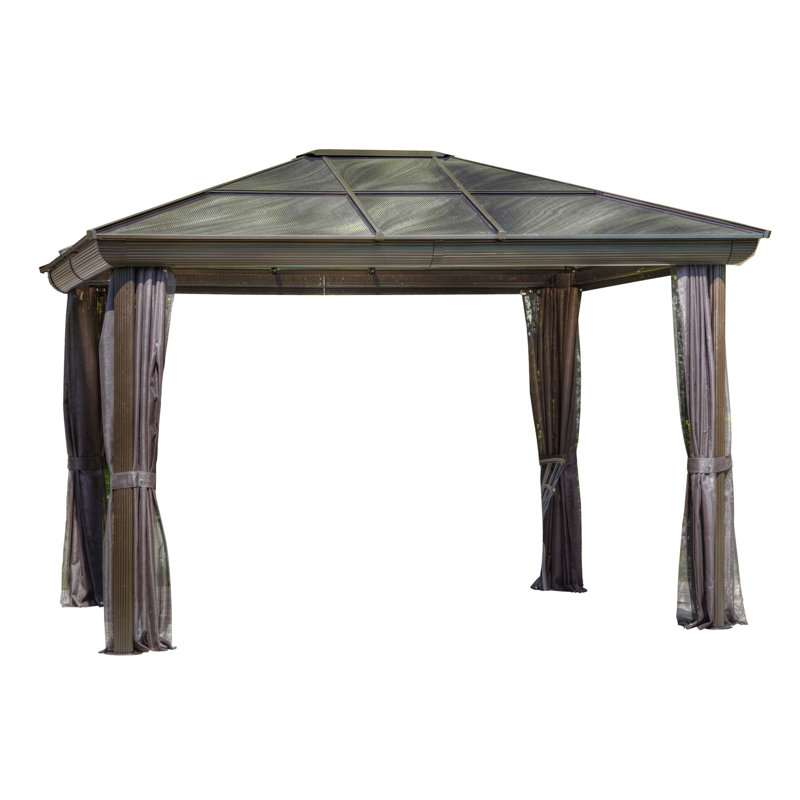 Venus - Gazebo 10x12 Toit de polycarbonate, Brun, 12 pi x 10 pi