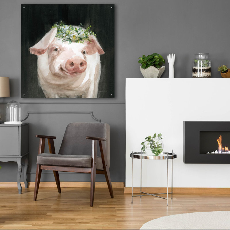  «Barnyard Whimsy 3» par Danhui Nai, art mural en verre acrylique, H 36 po x l 36 po x P 0,2 po