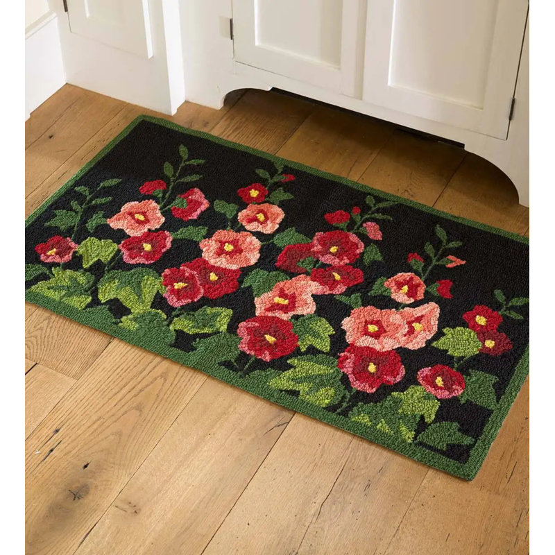 Tapis d'entrée antidérapant Hollyhocks 42,75 po x 24,5 po
