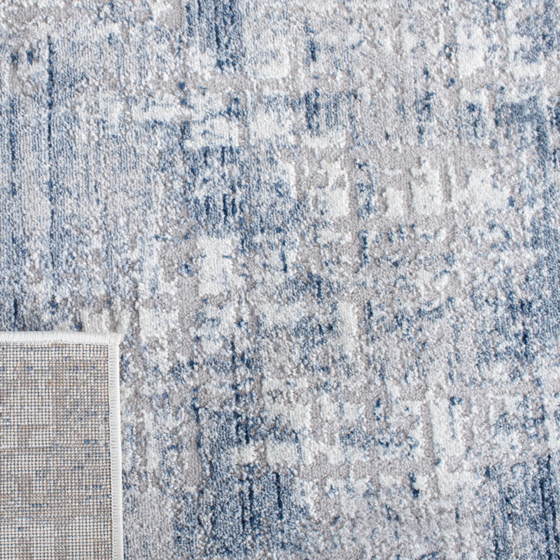 Tapis bleu marine / gris clair Zyaire, Rectangle 9 pi x 12 pi