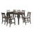 7Pc Counter Height Dining Table Set 1X Table 6X Chairs Transitional Style Weathered Gray And Beige Finish Padded Cushion Slat Back Chairs
