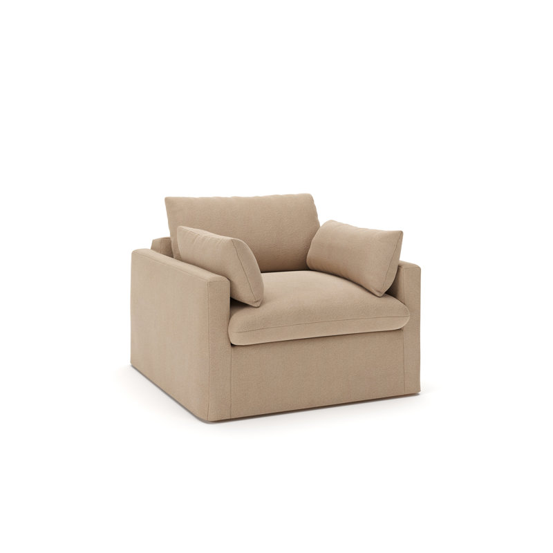 Luna Slipcovered Chair and a Half, Bella Toast Performance Velvet