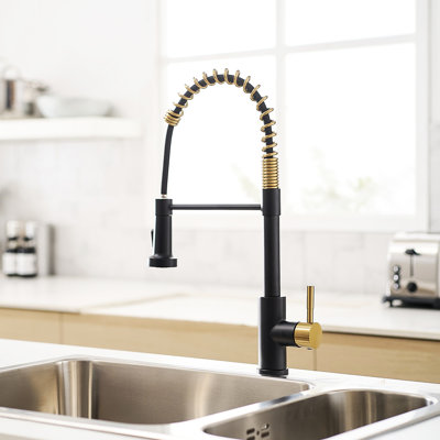 Robinet de cuisine avec robinet escamotable - Finition, contrôle stable de la température de l'eau, évier contemporain à joint vers le bas - joint, gamme réglable