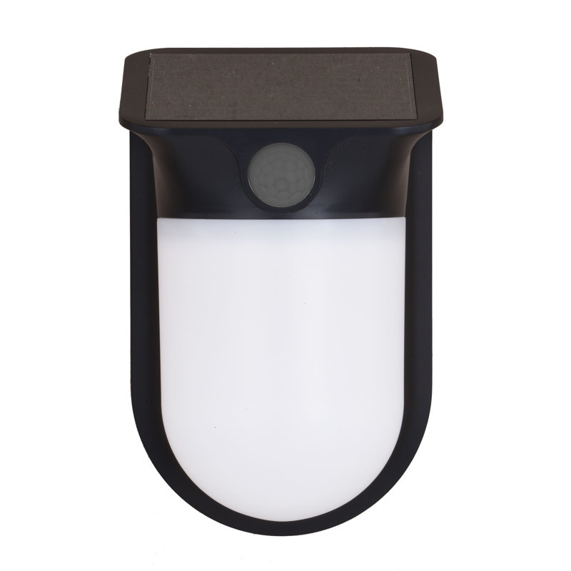 Black Solar Powered Motion-Sensing LED Outdoor Security Wall Light