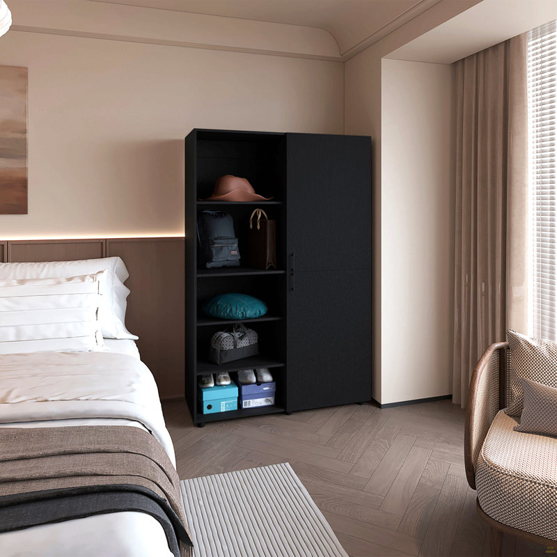 Wengue 2-Door Wardrobe with Open Storage