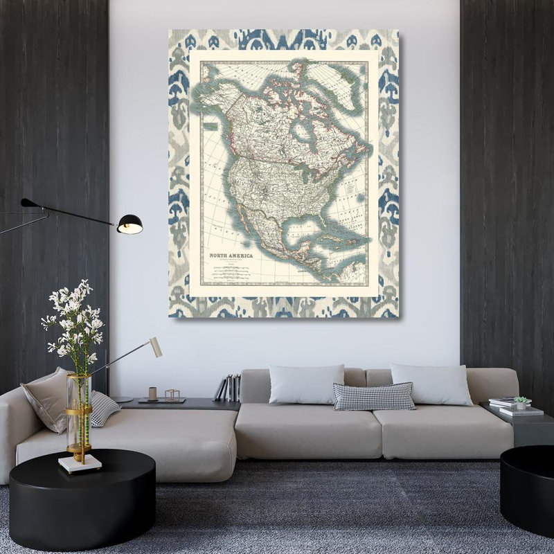 Art sur toile tendue par Williston Forge Johnston Gallery: Bord Borded Map of North America