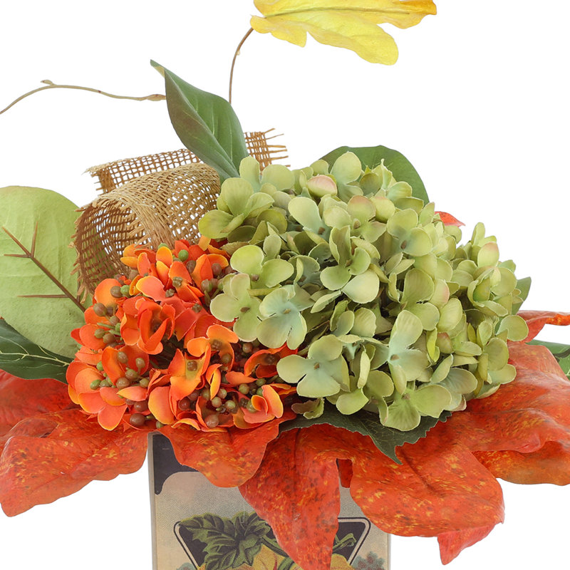Fall Hydrangea and Magnolia Leaf Arrangement