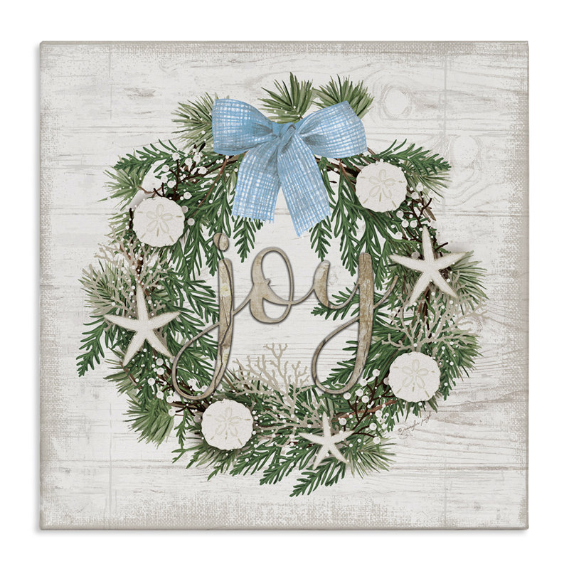 «Coastal Christmas Joy Wreath», art mural par Jennifer Pugh, H 17 po x l 17 po