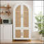 Armoire arquée avec portes en rotin et tablettes réglables-175785581