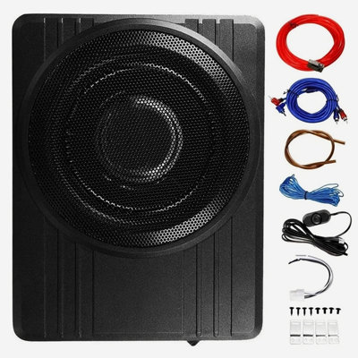 Caisson de basse de voiture ultra mince de 10 po - Tube de basse en aluminium, Haut-parleur de voiture avec enceinte de son et amplificateur audio pour voiture