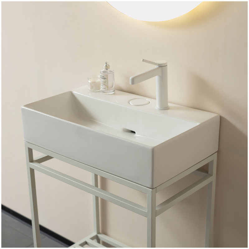 LOFI 24'' Bathroom Sink without Cabinet, White Ceramic Basin