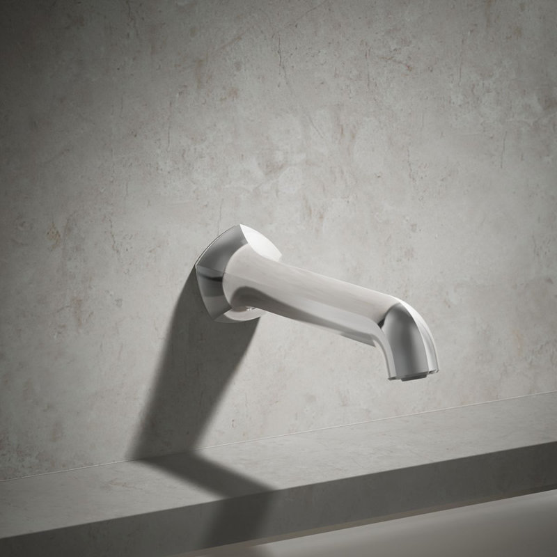 Wall-Mount 8 In. Bath Spout With Straight Design, Polished Chrome