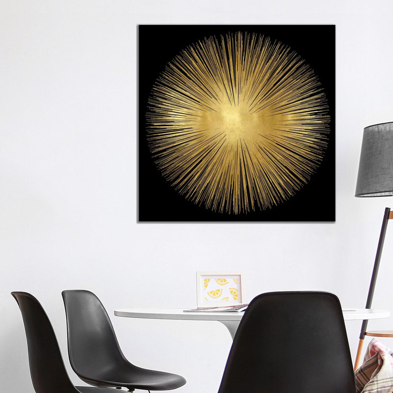 Sunburst by Abby Young - Print on Canvas, Black, 93.98 cm H x 93.98 cm W x 1.91 cm D, Wrapped Canvas