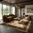 Rug Branch Yasmin Beige/Black Persian Medallion Indoor Area Rug, Traditional, Low Pile, Stain-Resistant Carpet - Living Room, Bedroom, Dining Room, and Kitchen-30842373