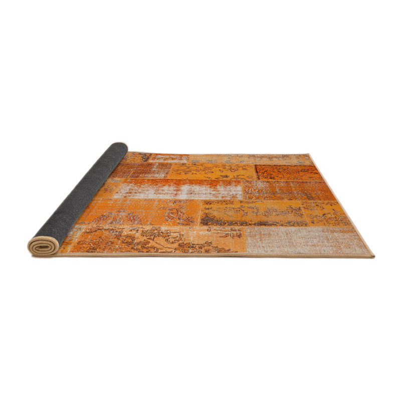Tapis contemporain jaune, Rond 7 pi
