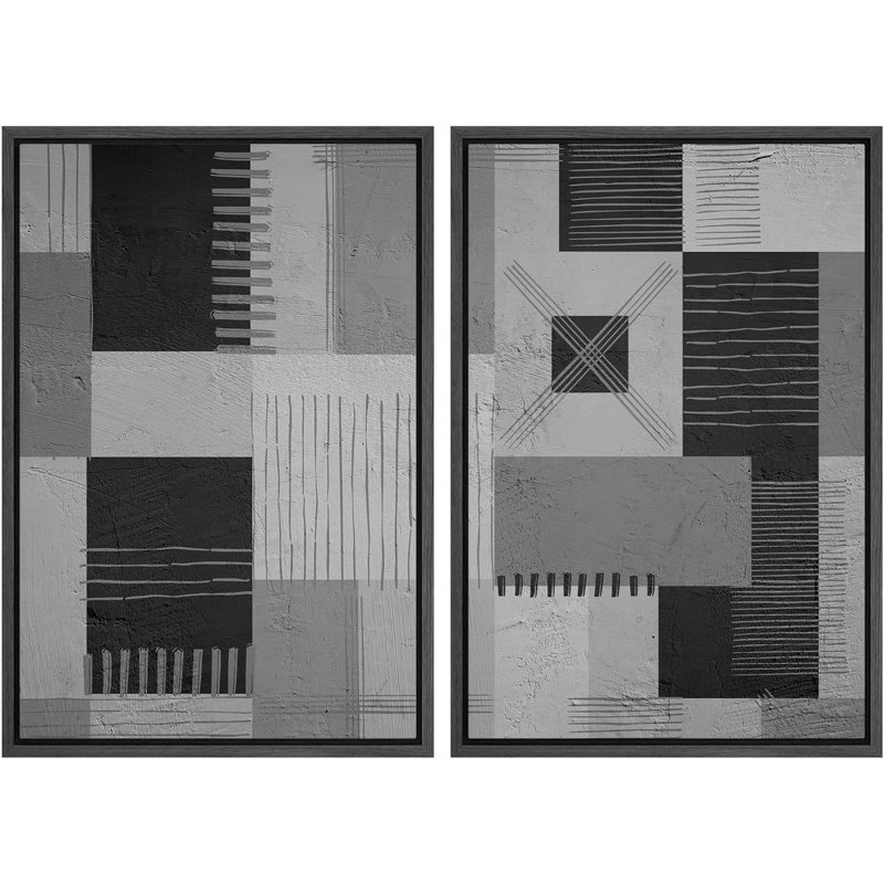 Geometric Line 2 - Pieces, 36" H x 48" W, Black
