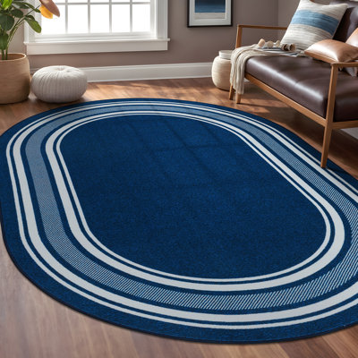 Quinnipack Dark Blue Non-Slip Area Rug