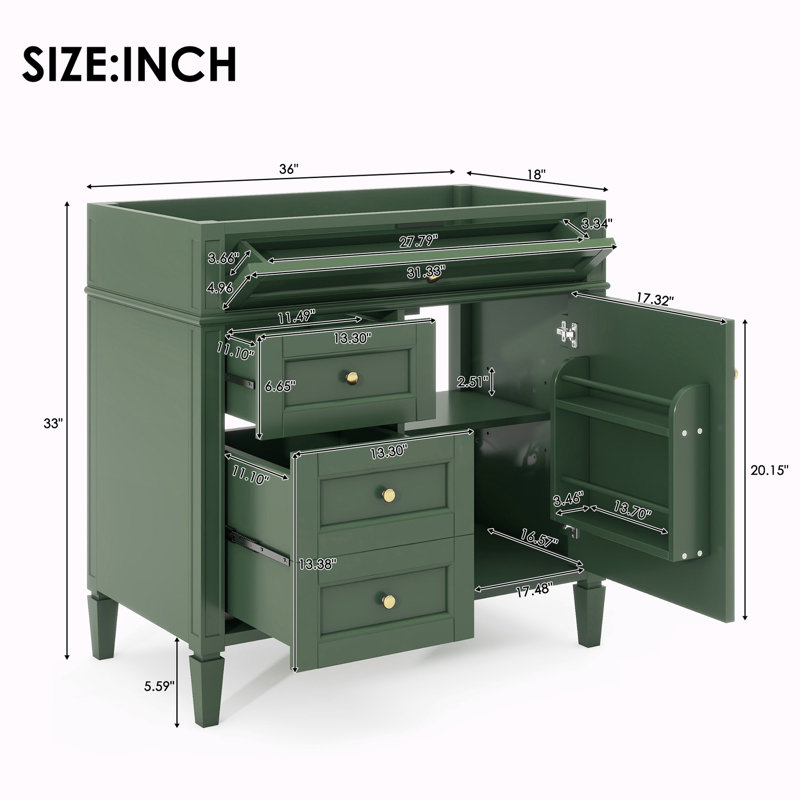 Bases de meuble-lavabo 36 po seulement, Vert