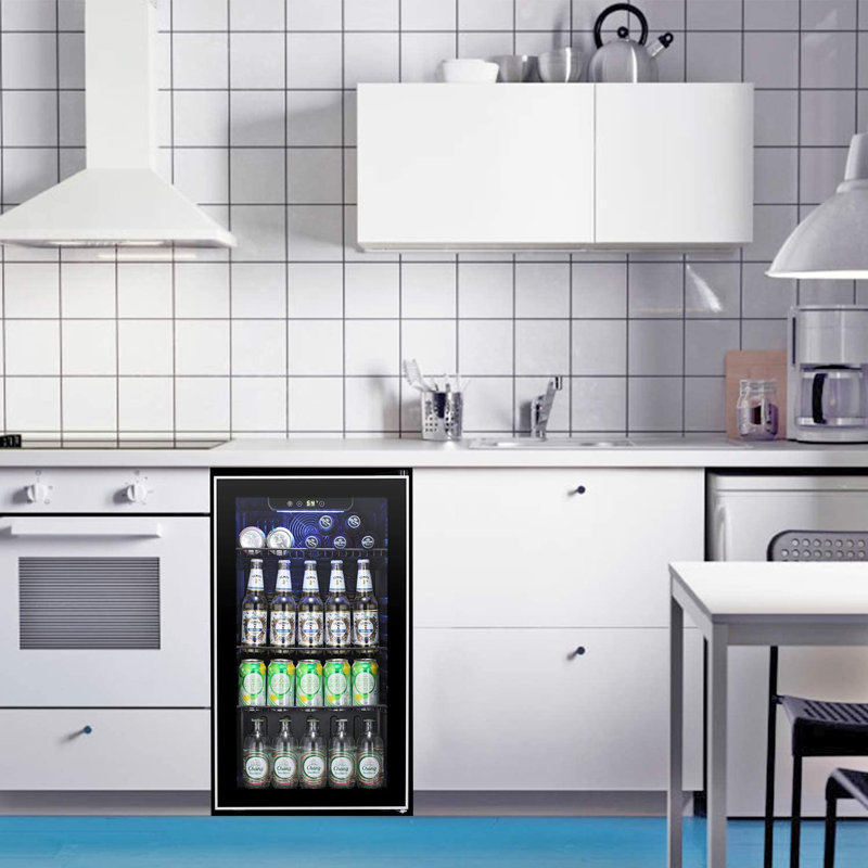  Refroidisseur à vin et à boissons de 26 bouteilles Havato - 3,1 pieds cubes Ft, autoportant, porte en verre transparent, blanc, pour la maison / bureau / bar