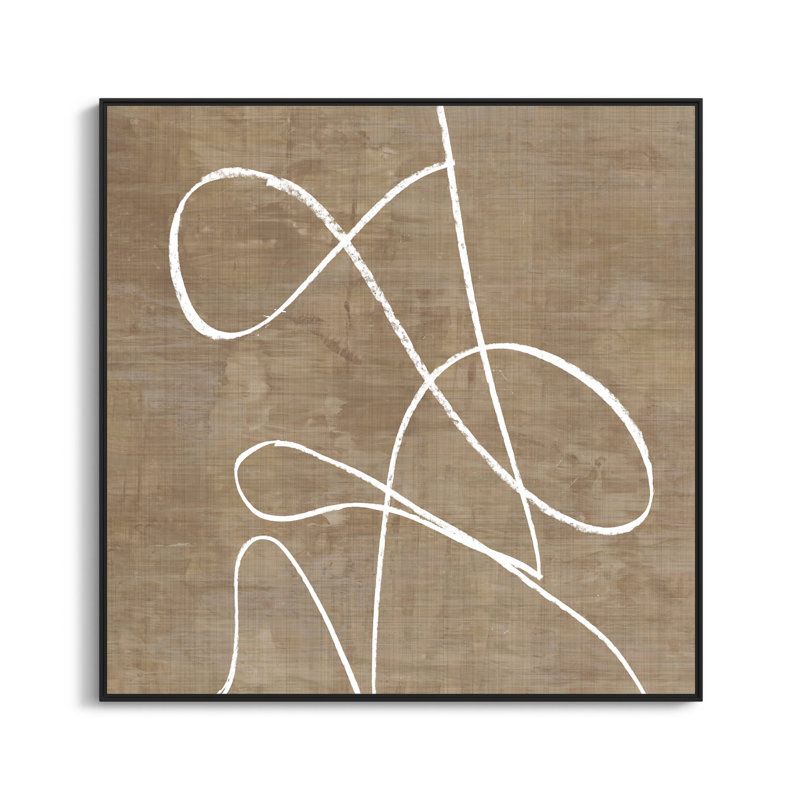 Catana Swooping Lines - Floater Frame Painting on Canvas, 46.5" H x 46.5" W, Black