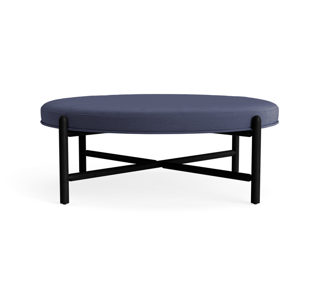 Vane 48" Round Ottoman, Navy, Black