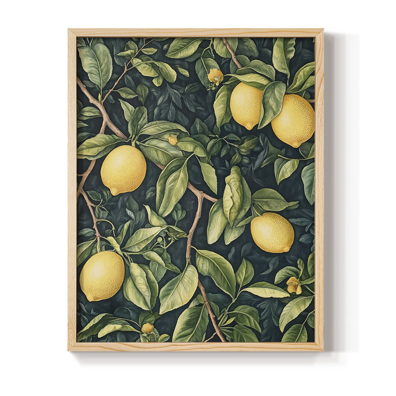 Reproduction encadrée, en bois massif, de la série DL XXIV de Wm Morris, H 15 po x l 12 po