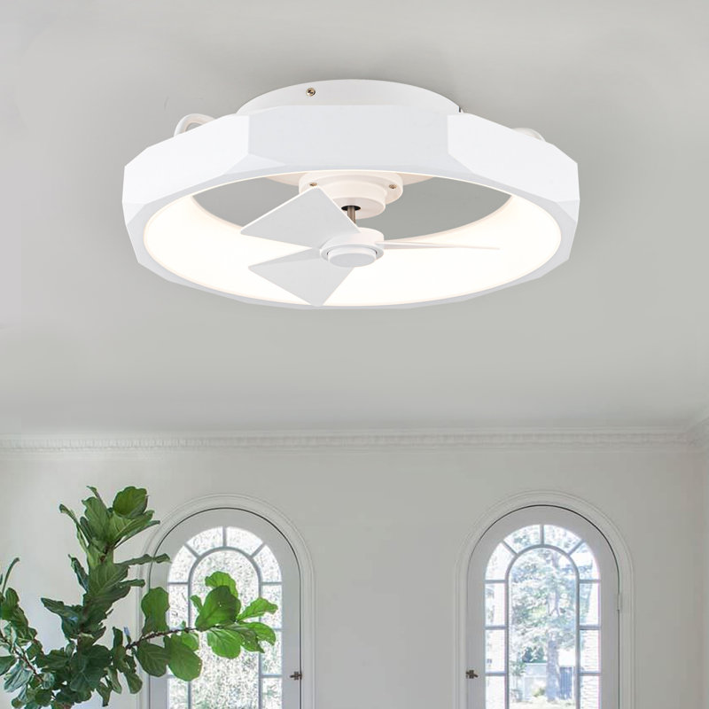 18.9" 6-Speed ??Flush Mount Ceiling Fan with Dimmable 3CCT LED Lights and Remote Control, Blanc