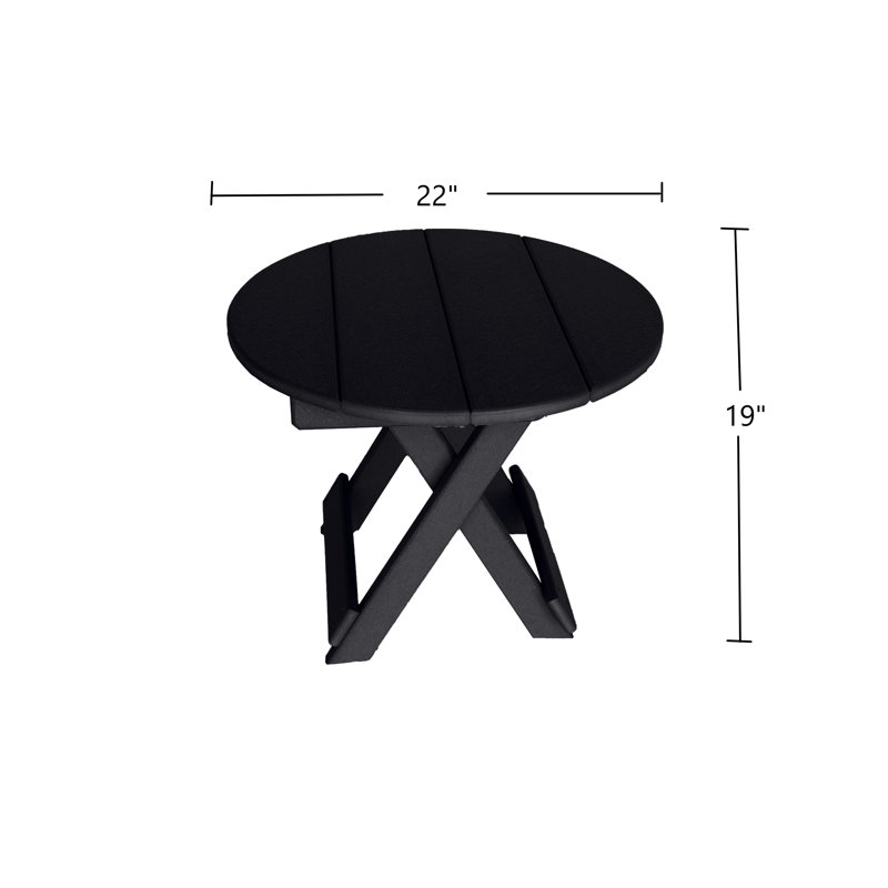 Phat Tommy Folding Patio Side Table, Black