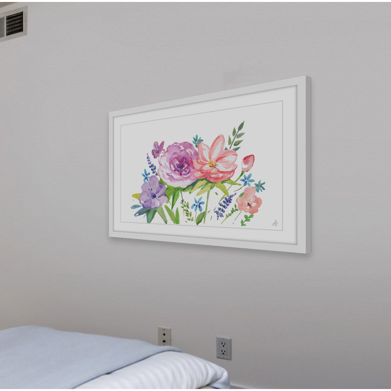 « pastels bouquet »-cadre photo imprimé sur papier, H 24 po x l 36 po x P 1,5 po, Cadre blanc