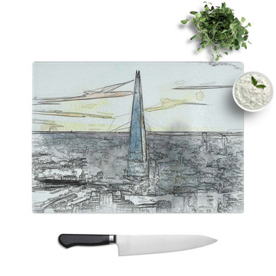 Tempered Glass The Shard London England Skyline in Abstract Chopping Board