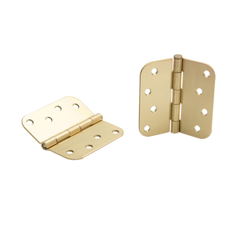 4 in. x 4 in. Full Mortise Residential 5/8 in. Radius Hinge with Removable Pin, Satin Brass