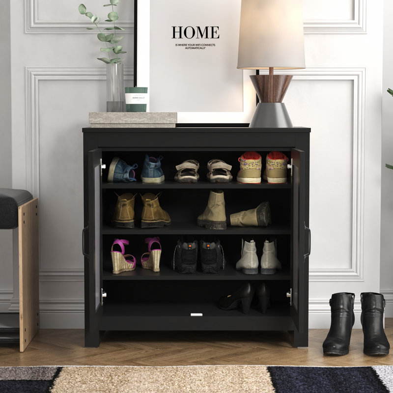 Chessani 12 Pair Shoe Storage Cabinet, Black