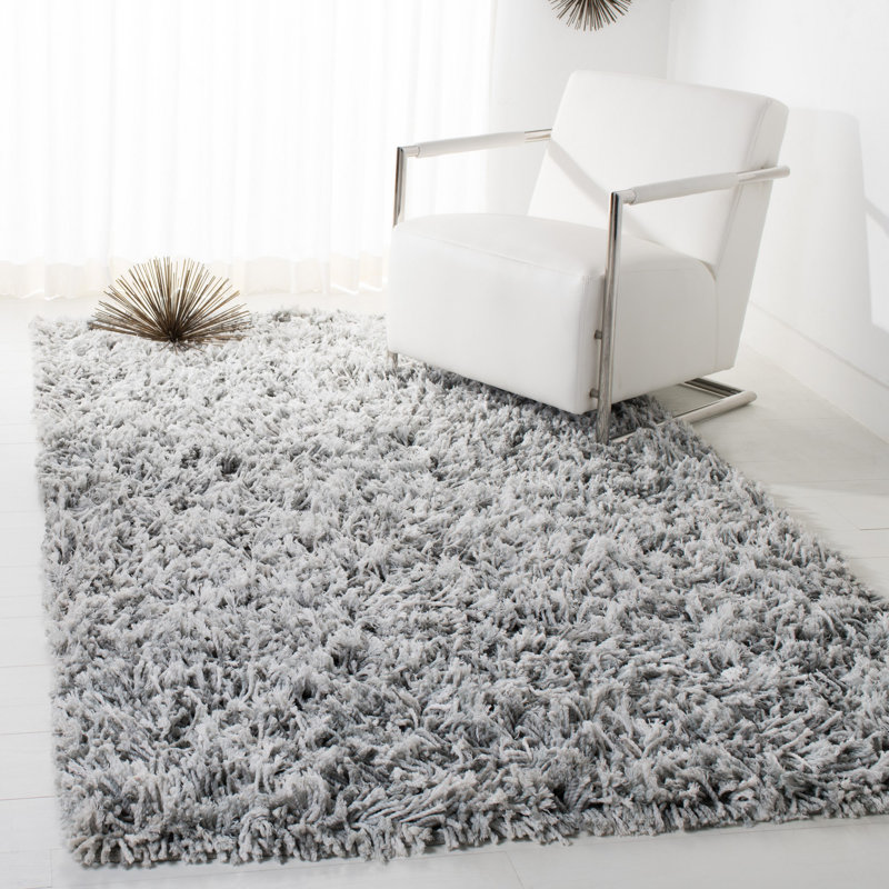 Poindexter Handmade Grey/Ivory Area Rug, Rectangle 8' x 10'