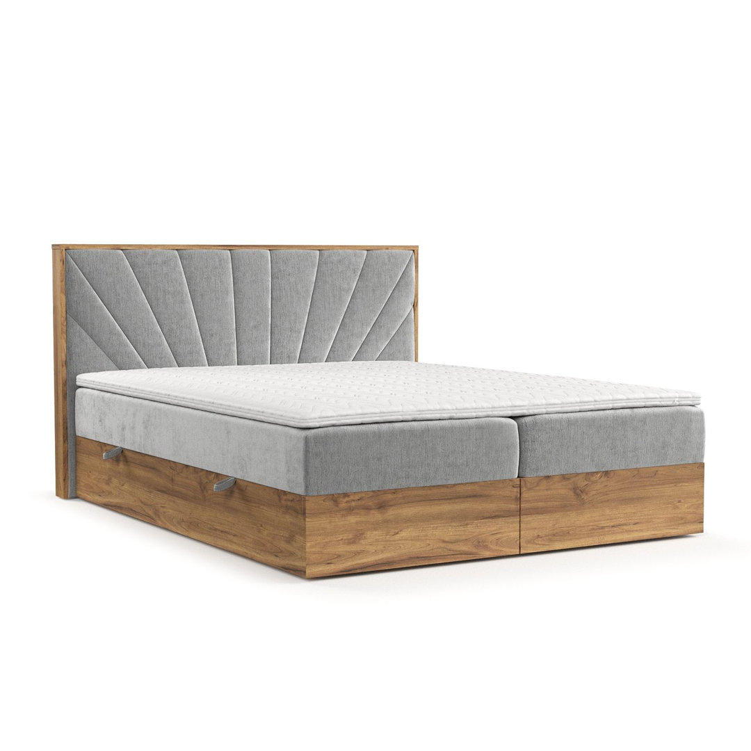 Premium Boxspringbett ASAHI mit Taschenfederkernmatratze mit Kokosmatte und Latex Topper