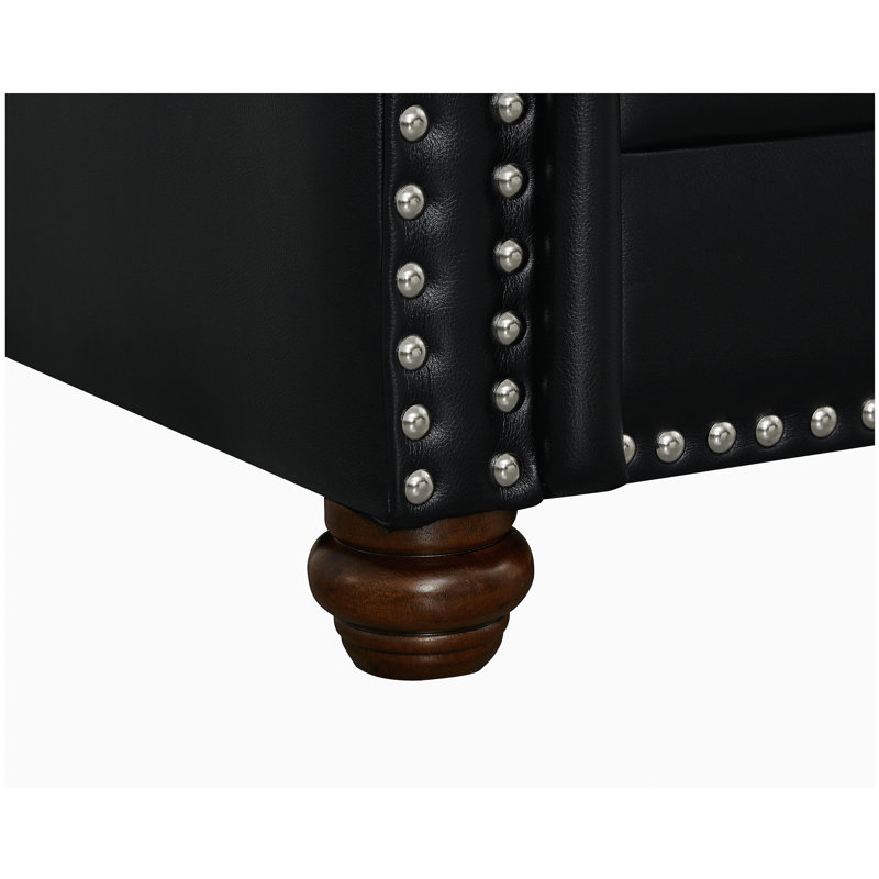 Causeuse de salon en similicuir noir, Brun, H 34,44 po x l 59,45 po x P 31,83 po