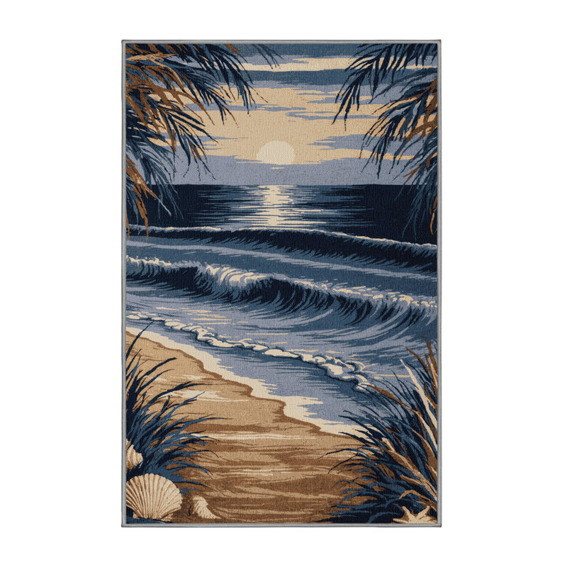 Washable Twilight Shore Coastal Area Rug, Rectangle 2' x 3'