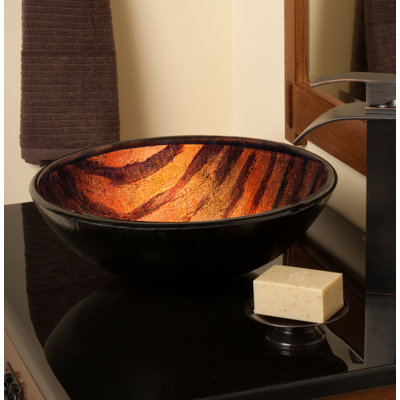 Novatto 16.5'' Red Glass Circular Bathroom Sink