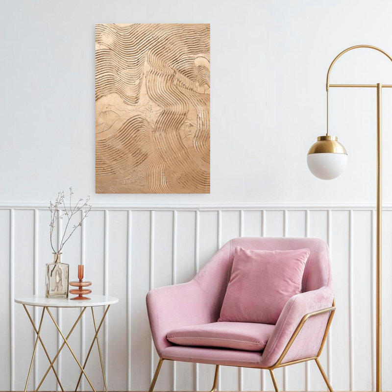 Métallique - cuivre, art abstrait minimaliste, H 24 po x l 16 po