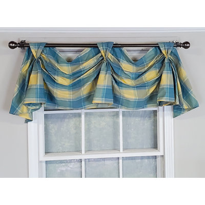 Cotton Blend Plaid Swag Window Pelmet