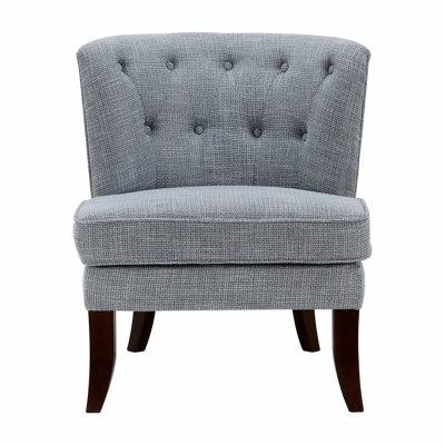 Button Tufted Accent Chair With Solid Wood Legs, Armless Chair For Living Room, Single Accent Chair For Home