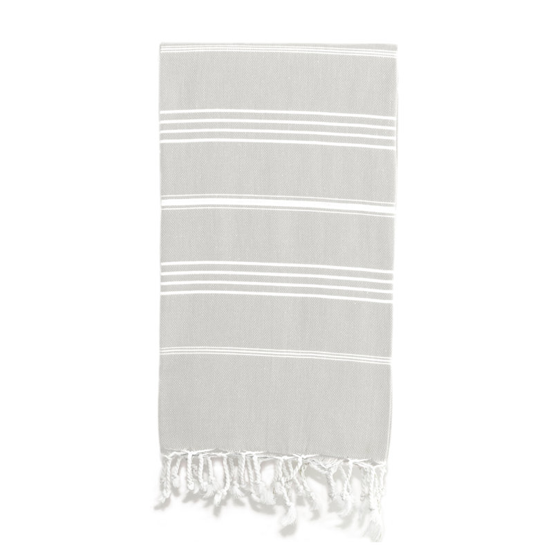 Serviette de plage en coton turc Pestemal, gris clair