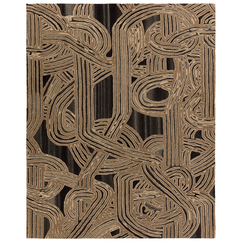 Verde Home By Jaipur Living Kathmandu PVH13 Handmade Abstract Tan and Black Area Rug (6'x9'), Rectangle 10' x 14'