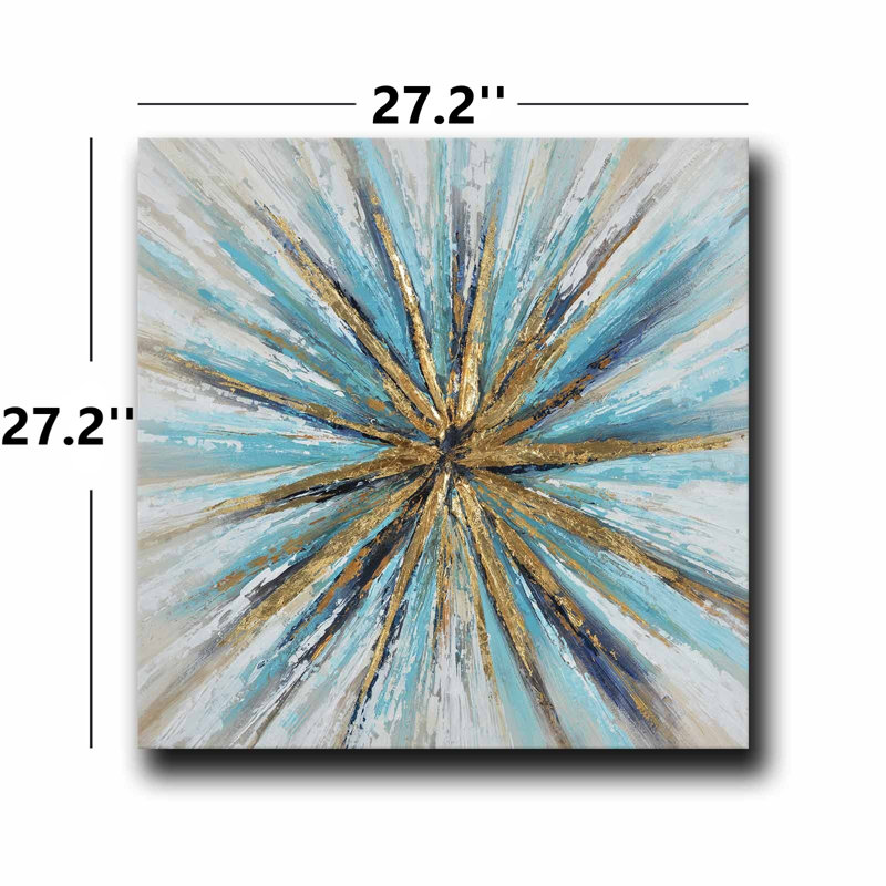 Blue And Gold Starburst Abstract Canvas Art
